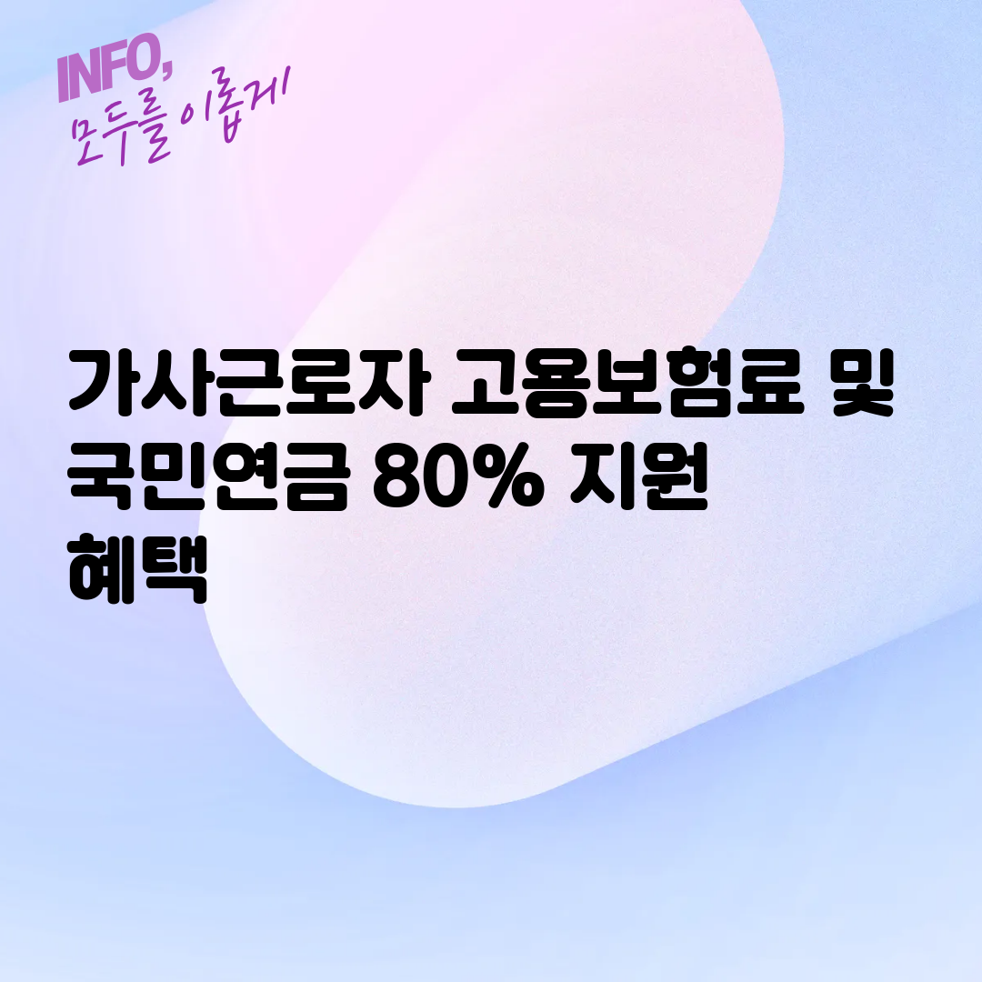 가사근로자 고용보험료 및 국민연금 80% 지원 혜택